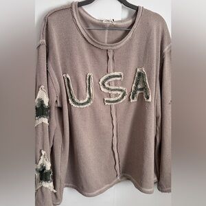 POL USA Patchwork Sweater - Taupe